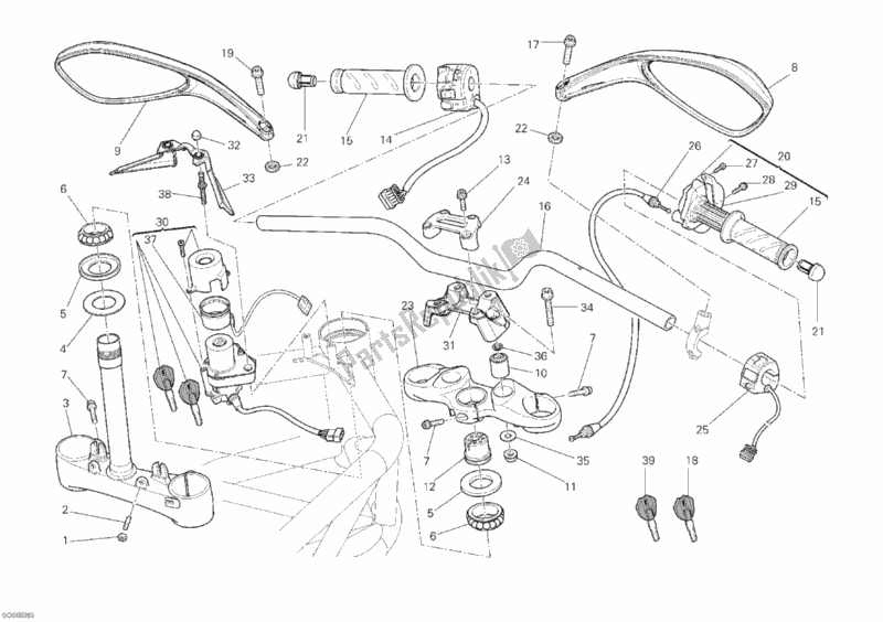 Todas las partes para Manillar de Ducati Monster 1100 EVO ABS USA 2012